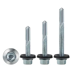 M5 M5.5 M6 M6.3 Telhado Galvanizado Aço Inoxidável Recuado Hex Head Washer Auto Perfuração Parafuso Perfurado