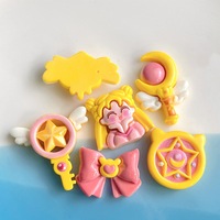 Amuletos de Resina de Sailor Moon, Varita Mágica, Decoración de Dibujos Animados para Niñas, para Fundas de Teléfono, Pinzas para el Cabello