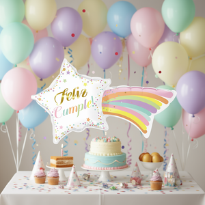 Ballon d'anniversaire en forme d'étoile arc-en-ciel Party Love 103 cm, décorations en plastique à gonfler à l'hélium, fournitures pour fêtes d'enfants - Product Image 2