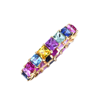Bagues d'éternité en zircon saphir rose 3A 5A 8A, plaquées or 18 carats, bijoux délicats et brillants pour femmes, bagues en argent sterling 925