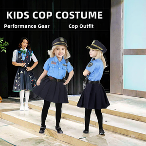 Uniforme de Policía de Dibujos Animados para Niñas, Ropa de Actuación y Danza para Niños, Azul, Poliéster - Product Image 3