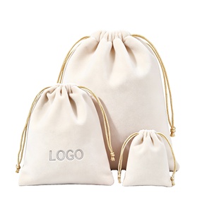 Pochette en velours à cordon OEM en gros, sac à bijoux en velours doux avec logo personnalisé, pochette cadeau, sac anti-poussière pour cosmétiques - Product Image 1