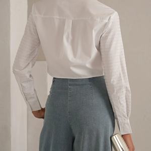 Nueva Llegada Otoño, Top Corto Tejido de Alta Calidad, Estilo Vintage con Cuello, Manga Larga, Algodón, Adornado con Pedrería - Product Image 3