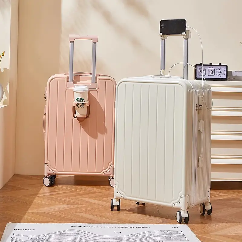 Nouvelle valise personnalisée à serrure à combinaison Bagages à coque rigide en ABS bon marché avec support pour téléphone