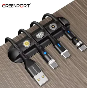 Clips de soporte para cables, organizador de silicona autoadhesivo para escritorio, soporte de puntas de Cable magnético