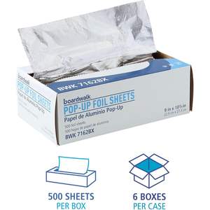 Feuille de papier aluminium jetable pop-up Boardwalk BWK 7162, longueur 10-3/4 po, largeur 9 po - Product Image 4