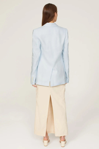 Fabrication de vêtements haut de gamme sur mesure OEM, blazer classique sur mesure, revers cranté, manches longues, mélange de <span class=keywords><strong>lin</strong></span> uni, <span class=keywords><strong>veste</strong></span> pour <span class=keywords><strong>femme</strong></span> - Product Image 4