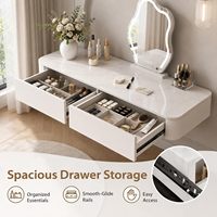 Meuble-lavabo suspendu avec plateau en faux marbre, table de maquillage murale blanche, capacité de 45 kg et options multi-tailles pour chambre à coucher.