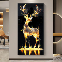 Nouvelle Peinture Murale Moderne Paysage Cerf Animal LED en Porcelaine Cristalline Décoration Intérieure pour Salon