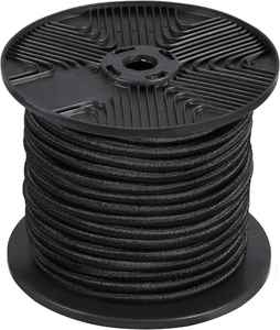 Macrame Cord Roll 1/4 Inch 6mm 120ft 100% Stretch Elastic Braided Coated Rope Kayak Cargo <b>Tarp</b> Camping DIY Crafting Black Heavy - Product Image 1