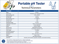 Portable Digital Temperature&pH 3in1 Tester Engine Replaceable Electrode 100L/Hour Filtration for Water Quality Laboratory