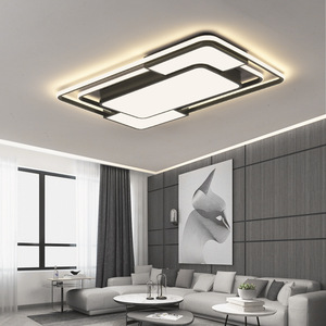 Modern Rectangle LED Ceiling <b>Light</b> Black Plastic <b>Shade</b> Remote Control Dimmable 5000K Daylight Full Spectrum 5-Year Warranty E26 - Product Image 2