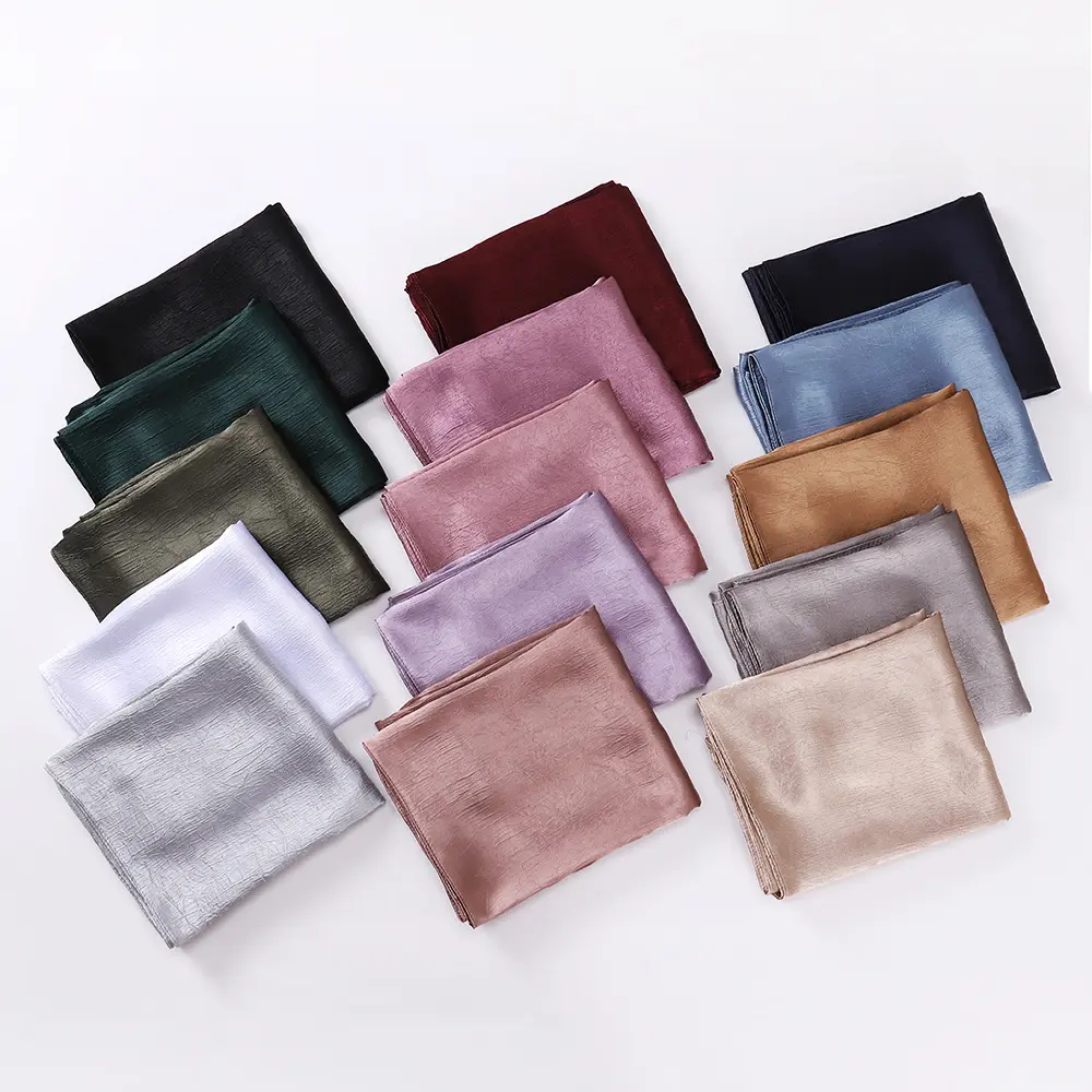 Của Phụ nữ mùa hè Polyester nhăn SATIN LỤA Hijabs dài khăn và khăn choàng hồi giáo hồi giáo headscarf Malaysia Headband