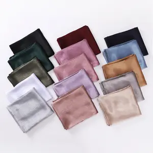 Damen Sommer Polyester geknittert Satin Seide Hijab langer Schal und Schal muslimisches islamisches Kopftuch Malaysia Kopfband