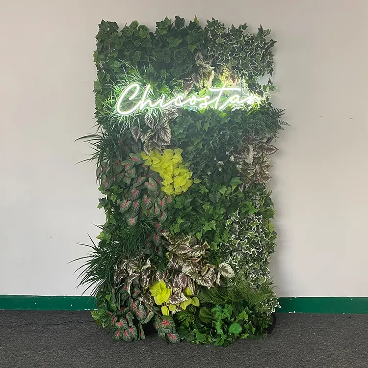 Custom Anti-UV Outdoor Indoor Decoration Green Jungle Panel Artificial Plant Grass Wall