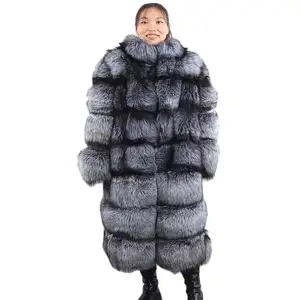 factory direct silver fox fur coat with long winter new warm very thick stand collar detachable hem fur jacket for women