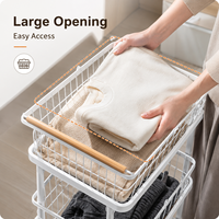 Panier à linge sale à roulettes 3 niveaux grande capacité imperméable réutilisable en fer moderne avec logo personnalisable rangement de buanderie amovible
