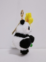 Porte-clés en peluche Panda 10 cm de haute qualité, motif tournesol porte-bonheur, en coton et polyester écologiques, pour sac d'école - Prêt à expédier (RTS)