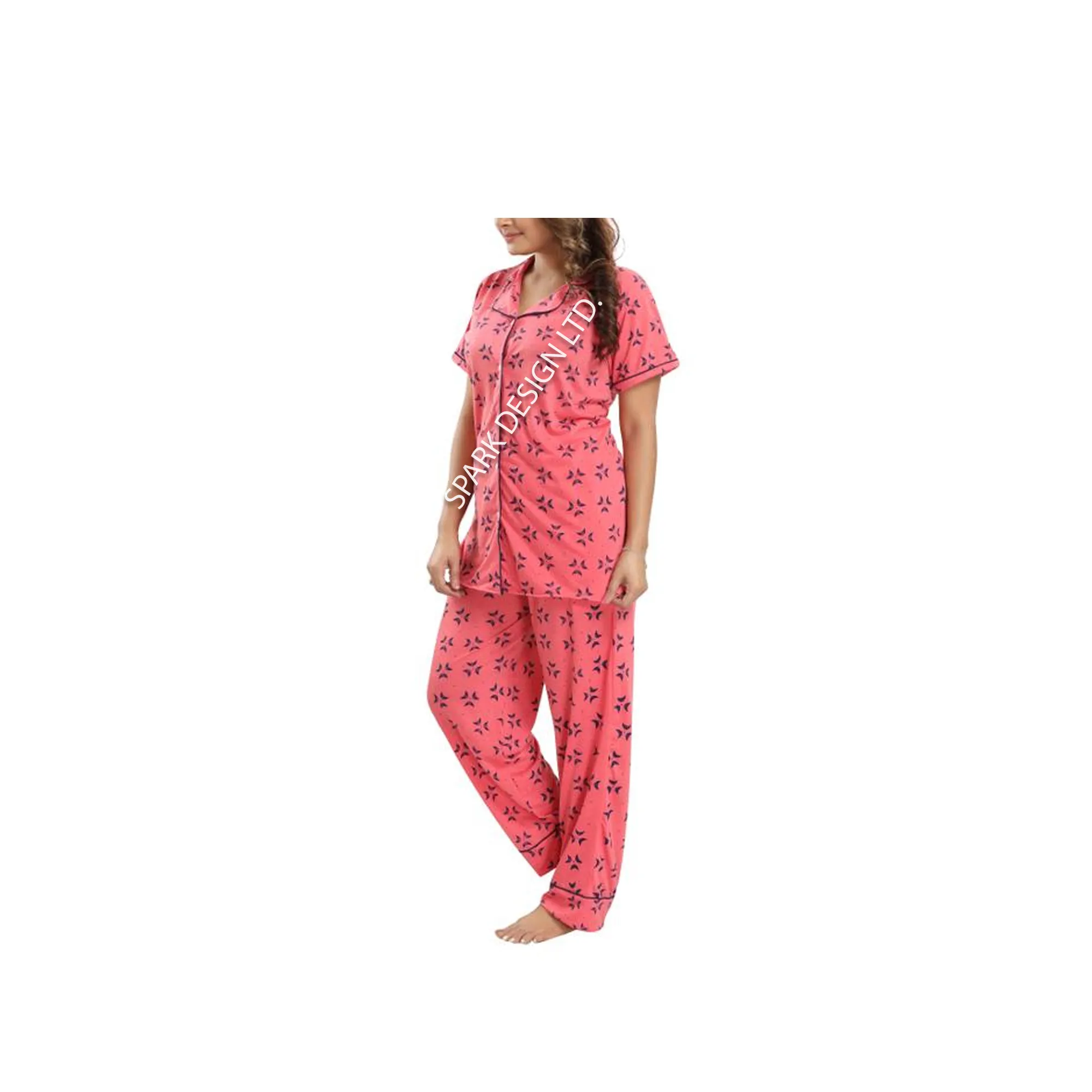 Новое поступление, комплект из двух предметов, Пижама для женщин, шелковистая одежда для сна, женская одежда для отдыха, ночное платье с принтом для женщин из Бангладеш