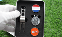 Logo personnalisé multifonctionnel en alliage de zinc style sifflet outil de réparation divot noir argent chapeau accessoires de golf