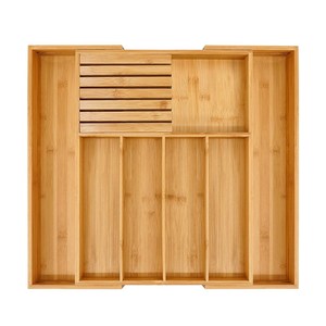 Có thể mở rộng tre Bạc Organizer có thể điều chỉnh nhà bếp đồ dùng ngăn kéo Khay lưu trữ với có thể tháo rời khối dao - Product Image 1