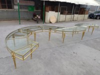 Tables rondes de luxe en acier inoxydable doré pour salle à manger, événements, mariages, fêtes, hôtels