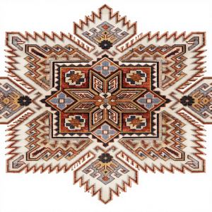 Alfombra Persa Anudada a Mano de Lana/Seda, Diseño Geométrico Tradicional, Ecológica - Product Image 1