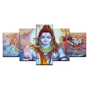 Wall Art Print Schilderen Home Decor 5 Stuks Hindoe God Heer Parvati Shiva Abstract Poster Modulaire Foto Moderne Woonkamer