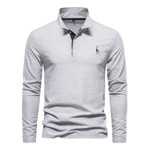 <span class=keywords><strong>Polo</strong></span> da Lavoro a <span class=keywords><strong>Maniche</strong></span> <span class=keywords><strong>Lunghe</strong></span> con Colletto in Tessuto di Cotone Traspirante ad Asciugatura Rapida Ricamo Abbottonatura Frontale Formale alla Moda - Product Image 4