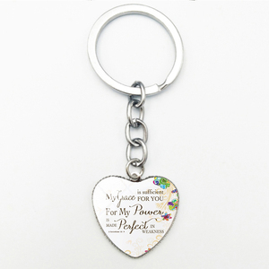 Mignon <span class=keywords><strong>Bible</strong></span> Psaume Coeur Jésus Prière Verre Pendentif Porte-clés L'écriture Foi Chrétienne Devis Bijoux - Product Image 5