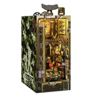 Camo Book Nook, Juguetes de Madera para Hacer Manualidades, Rompecabezas 3D, Kit de Casa en Miniatura con Luz LED, Decoración para Libreros