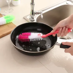 Brosse de nettoyage créative en silicone écologique avec long manche pour bouteilles d'eau, casseroles, tasses - Élimination des taches multifonctionnelle - Product Image 4