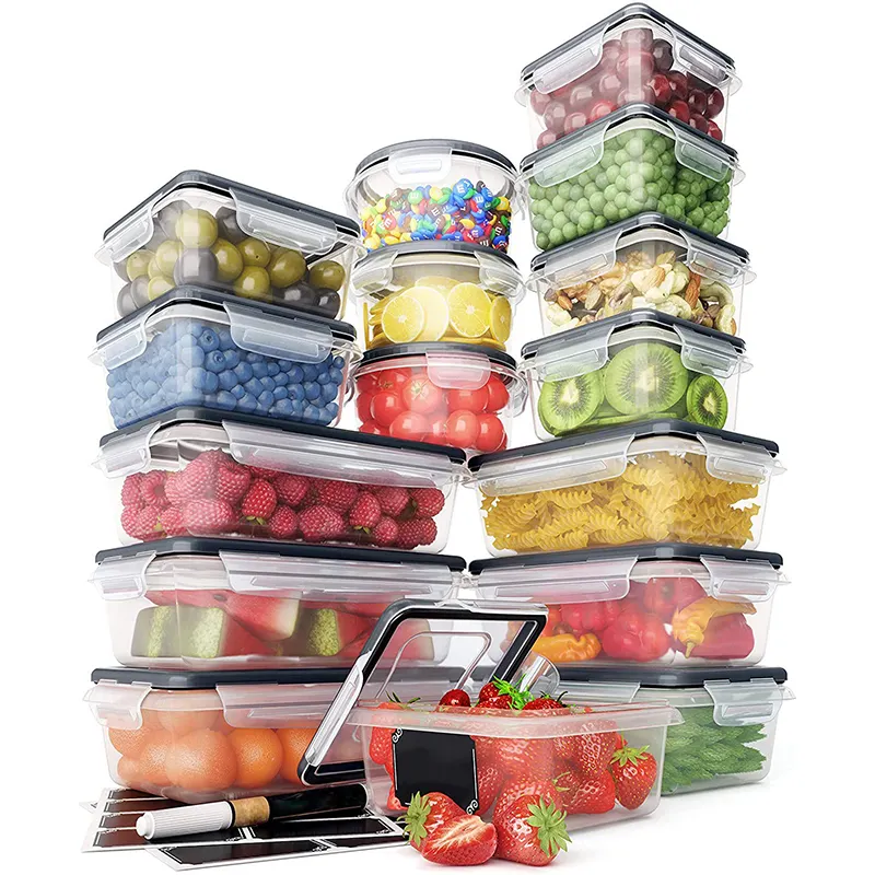 Vários tipos de Cozinha Microondas Refrigerador Plástico com Fácil Snap Tampas Food Storage Container
