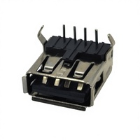 Connecteur USB 2.0 Mini-USB à angle droit DIP 4 broches avec couvercle à bride femelle pour montage sur circuit imprimé, noir/blanc, en PBT et laiton C2680, en acier nickelé