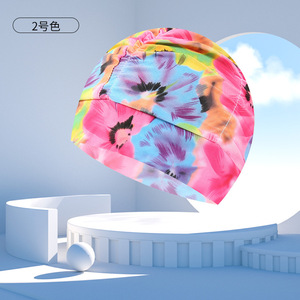 Qilang <span class=keywords><strong>Bonnet</strong></span> <span class=keywords><strong>de</strong></span> <span class=keywords><strong>bain</strong></span> coloré pour <span class=keywords><strong>femme</strong></span>, confortable, protège les oreilles, tissu non serrant, camouflage protecteur - Product Image 6