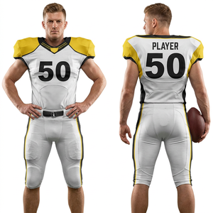 <b>White</b> Sleeveless American Football Jersey With Number 50 V-Neck Moisture Wicking Polyester Uniform For <b>Men</b> Adult Fitted Style - Product Image 1