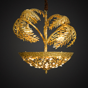 <span class=keywords><strong>Lustre</strong></span> en laiton en forme de <span class=keywords><strong>palmier</strong></span>, luminaire suspendu Palm Beach / Désert, lampe de plafond suspendue avec boule en verre pour salon / salle à manger - Product Image 5