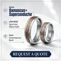 8mm Superleiter-Einlage Damaszener Stahlring Niob Titan Kupfer Herren Verlobungsringe Blanko-Ringe für Männer Modeschmuck
