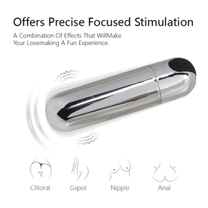 Vibratore Mini USB Ricaricabile Impermeabile in Metallo Cromato Argento, 10 Velocità, Potente Dildo Femminile per Stimolazione Clitoridea - Product Image 3