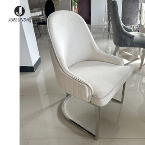 Sillas de comedor de último diseño de acero inoxidable de China, respaldo de León, cómodo cojín grueso, comedor + sillas, silla de comedor de terciopelo <span class=keywords><strong>blanco</strong></span> - Product Image 3