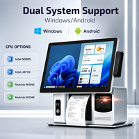 Terminal Punto de Venta (TPV) para Comercios, con Pantalla Táctil WIFI 6, Carcasa Metálica, NFC, Pantalla Dual Blanca de 15.6 Pulgadas