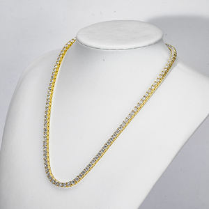 MOISSANITE 4mm piedra Hiphop mujeres collar plata tenis cadena joyería fina collar - Product Image 2