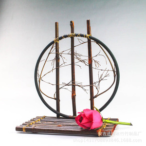 Bamboo Flower Stand Circular Display <b>Home</b> Decor Zen Art Teahouse Gift Valentine'S Day Standing Type - Product Image 1