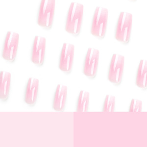 Suministros para Técnicos de <span class=keywords><strong>Uñas</strong></span> al por Mayor: <span class=keywords><strong>Uñas</strong></span> Postizas Cuadradas Rosa Nude Brillante con Borde Francés Ombré <span class=keywords><strong>Blanco</strong></span>, Diseño Simple y Limpio para Uso Diario - Product Image 4