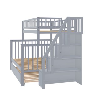 Cama litera convertible de madera <span class=keywords><strong>con</strong></span> escalera de seguridad, elegante estructura de cama para niños, muebles para dormitorio de niñas - Product Image 4