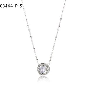 Collar con Colgante Amy Amy, Plata 925, Circonita Redonda de Corte Brillante, Bañado en Rodio, Cadena de Serpiente, Estilo Clásico, Joyería para Mujer - Product Image 1