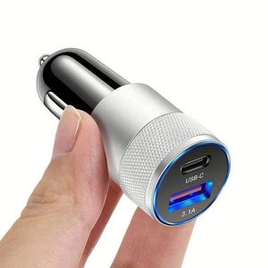 Chargeur de voiture USB C 3.1A en alliage d'aluminium QC3.0 PD à charge rapide pour téléphone portable et tablette, chargeur de voiture double port Type C 15W - Product Image 2