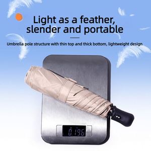 Parapluie de voyage compact OEM personnalisé avec logo, 196g, léger, mini, pliable en 3 sections, revêtement noir UPF50, imperméable, pour femme, marque AD - Product Image 3