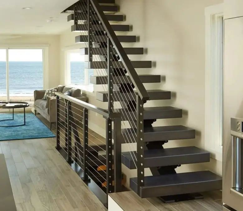 CBMmart kavisli merdiven Spiral kapalı merdiven ahşap Metal sırtı için Villa ev cam merdiven düz merdiven