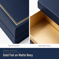 Individuelles Logo Marineblaue Zusammenklappbare Starre Geschenkbox mit Goldfolienrand Flach Verpackt für Luxusverpackungen Großhandel OEM